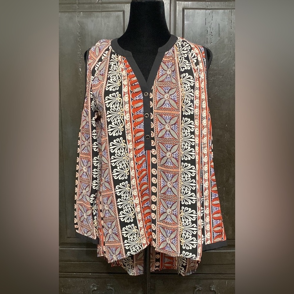 Faded Glory brown/blk OS open shoulder blouse - Size Small